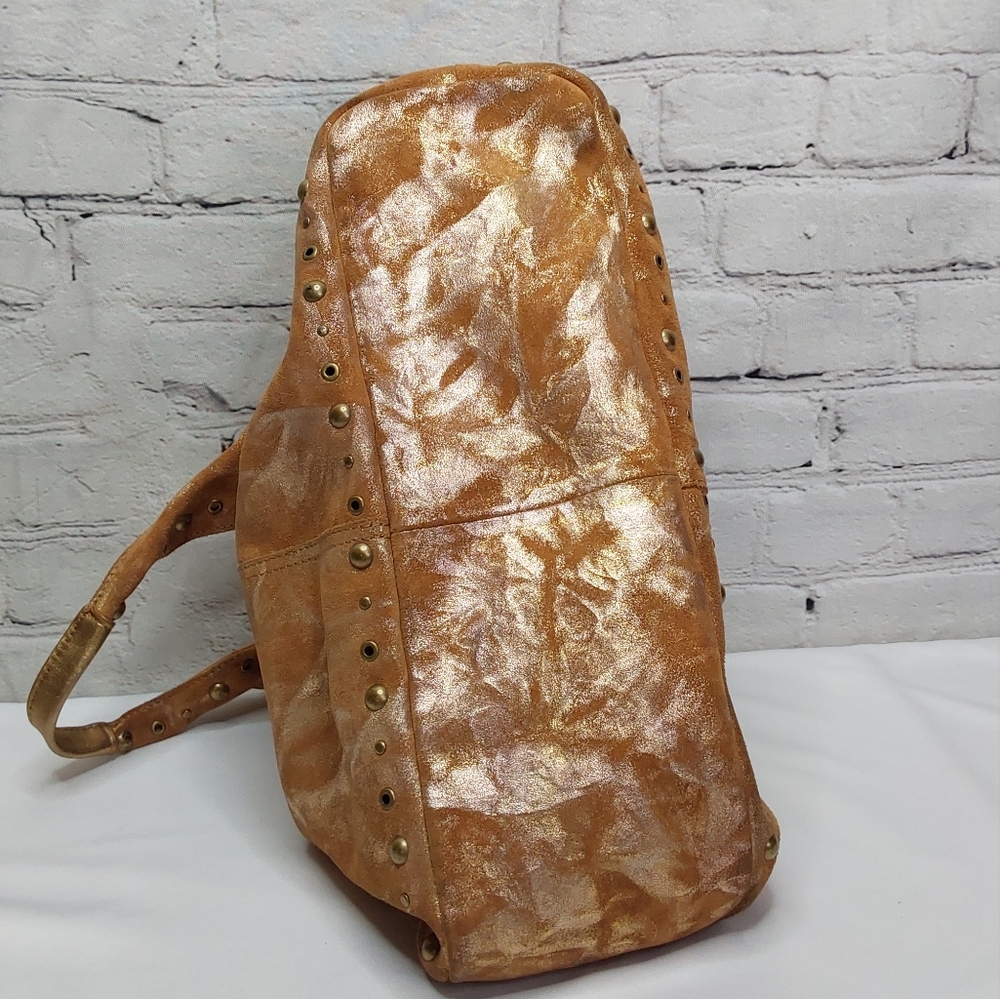 'THE LIMITED' GOLDEN GODDESS LEATHER HOBO STUDDED SHOULDER BAG TOP-ZIP - Picture 12 of 15